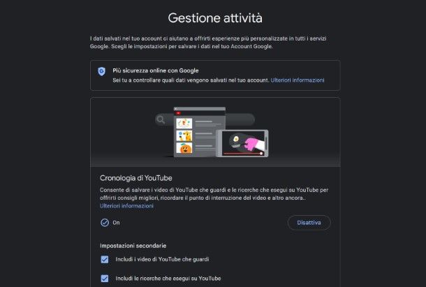 Come annullare cronologia YouTube