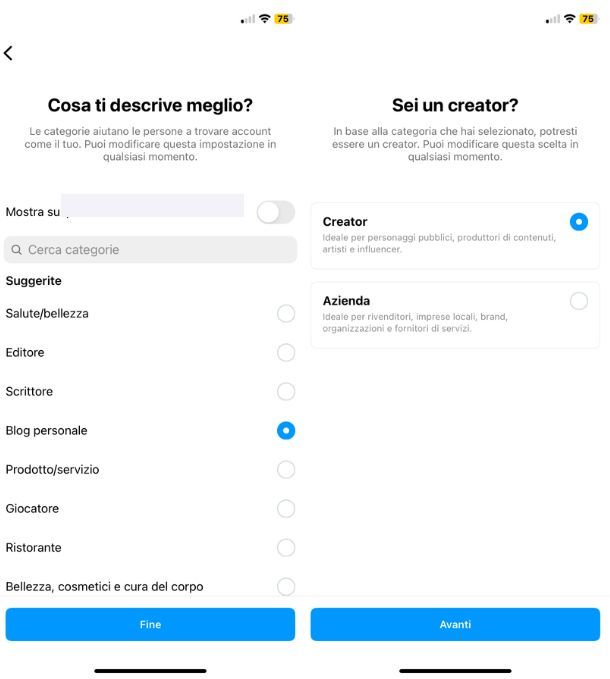 Blog personale Instagram