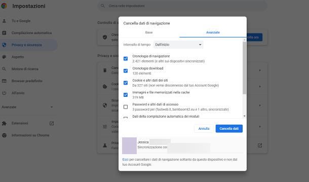 Come cancellare cronologia Google Chrome automaticamente