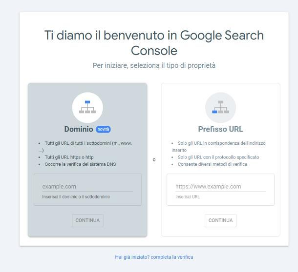Come verificare dominio su Google Search Console