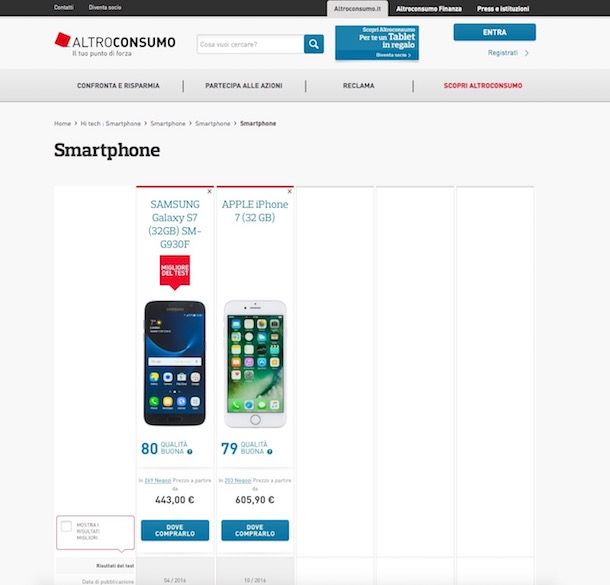 Come confrontare telefoni