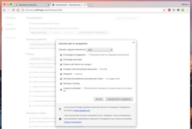 Come cancellare cronologia Google Chrome