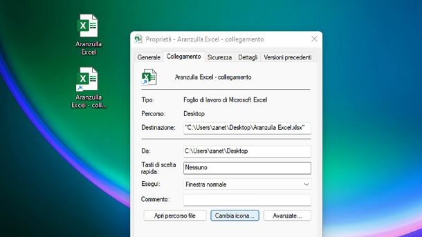 Come cambiare icona collegamneto file Excel