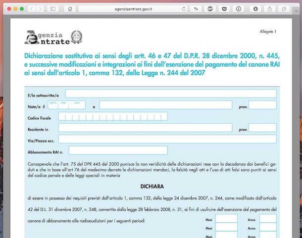 modulo disdetta canone rai da