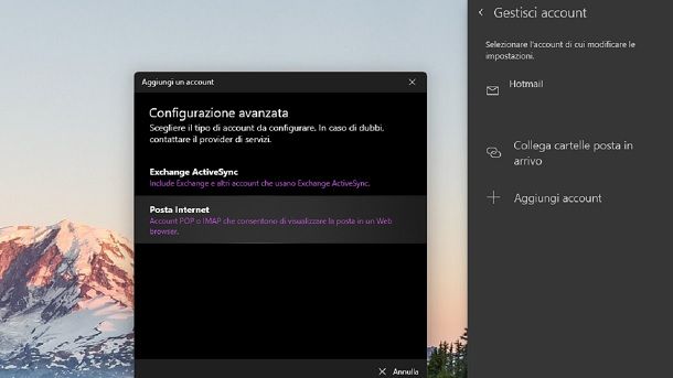 Come configurare Posta Windows 11 Aruba