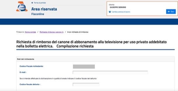 Rimborso canone Rai online