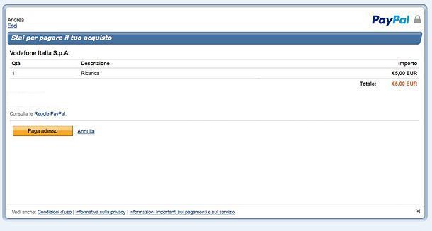 Come ricaricare Vodafone PayPal