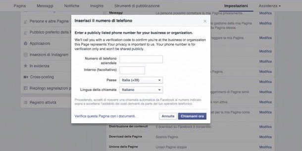 Come verificare pagina Facebook
