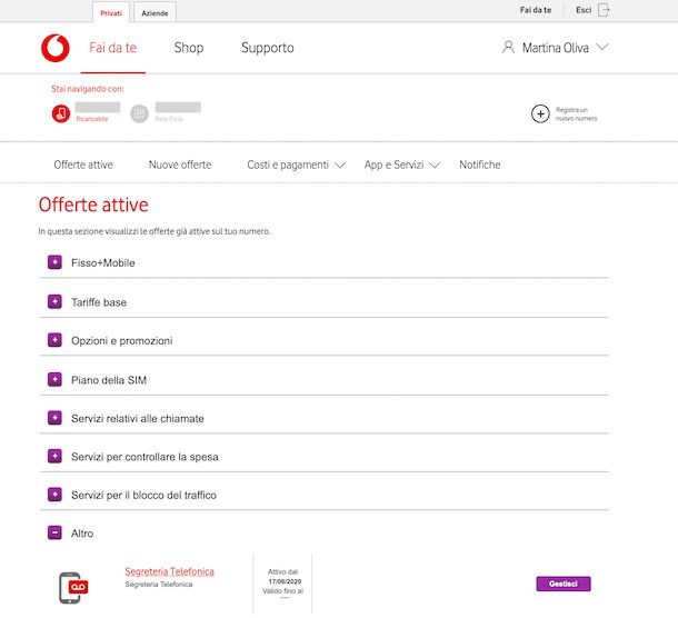 Disattivazione segreteria Fai da te Vodafone