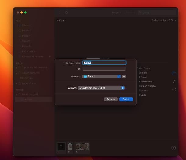 Programma per fare video con foto e musica: Mac