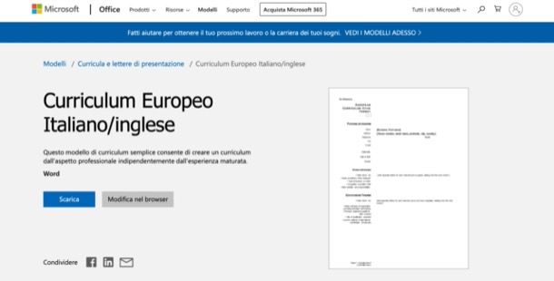 Curriculum europeo Word