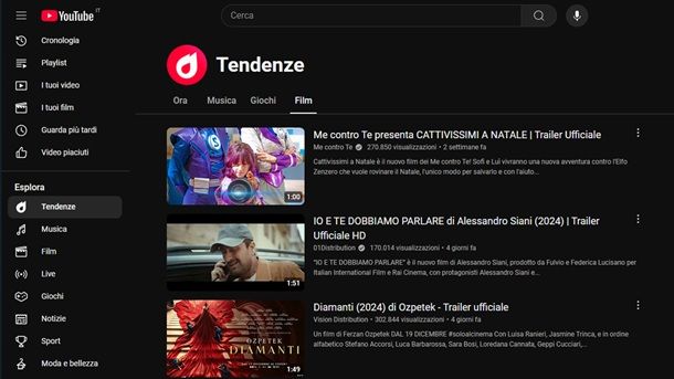 Tendenze YouTube