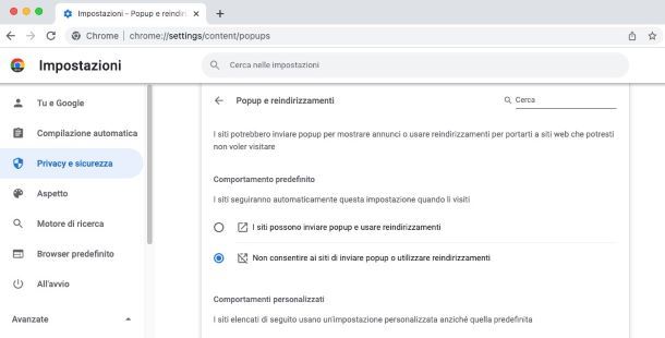 Come bloccare popup Chrome su Mac