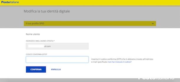 Come cambiare indirizzo email su Poste ID