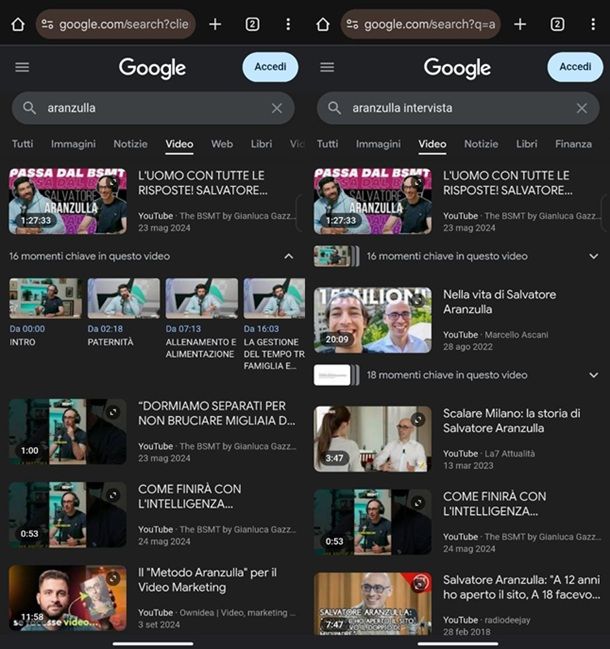 Come cercare video altri social media e app