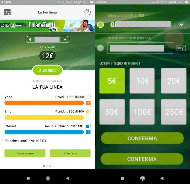 Ricarica CoopVoce da app