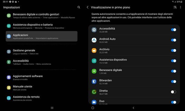 Come disattivare overlay schermo: Samsung