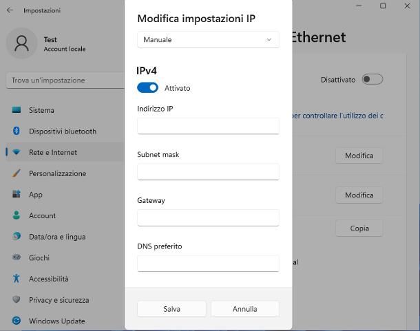 Come cambiare indirizzo IP Windows 10 e successivi