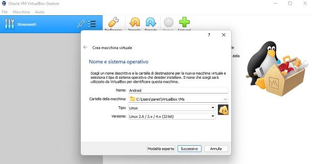 Come creare una macchina virtuale VirtualBox Windows 11 Android