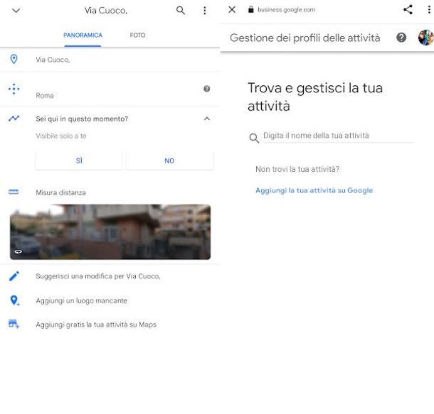 app Google Maps aggiunta attività commerciale propria