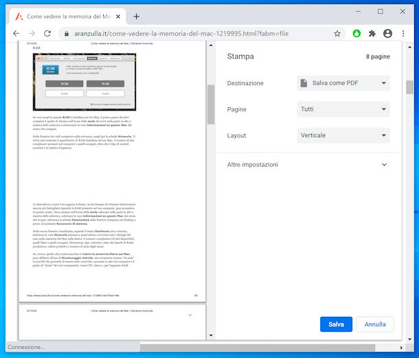 Stampante virtuale PDF Windows 10