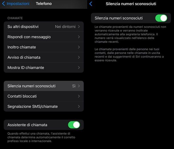 Silenzia numeri sconosciuti iPhone