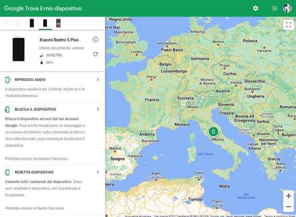 Trova il mio dispositivo Google