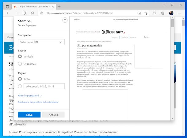 Stampante virtuale PDF Windows 10