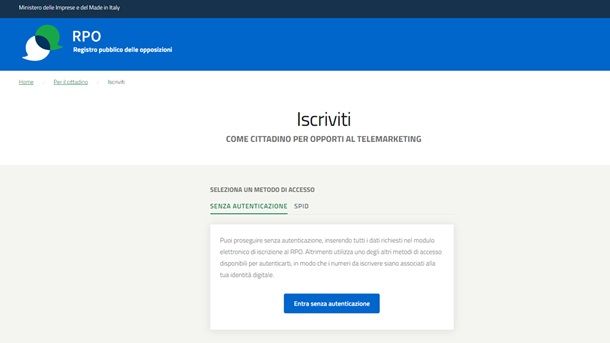 Iscriversi al Registro pubblico delle opposizioni