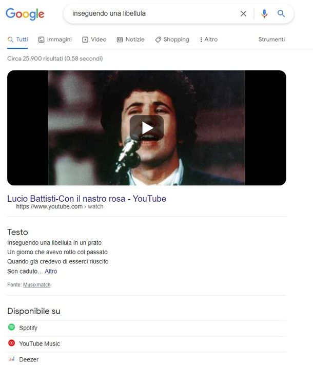 Google ricarca brano