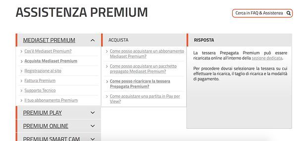 mediaset premium ricarica come funziona