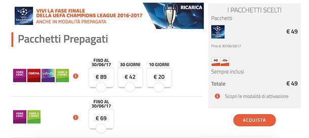 Come ricaricare Mediaset Premium