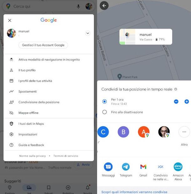 condivisione posizione Google Maps