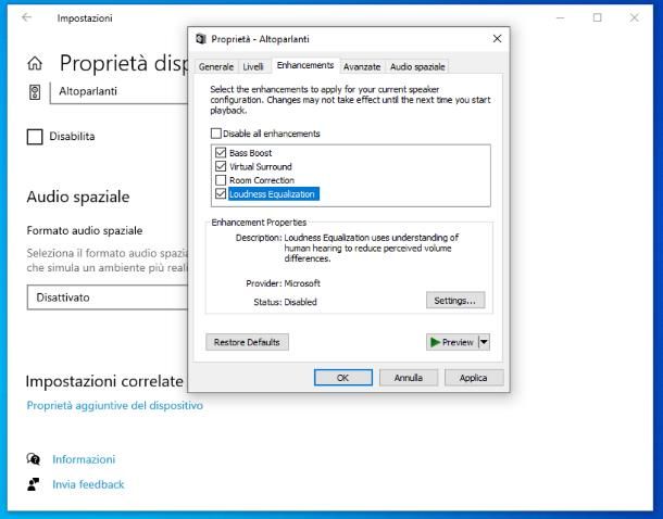 Come equalizzare audio: Windows 10