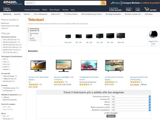 Come confrontare TV