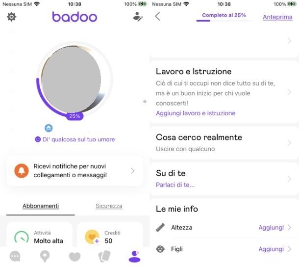 Profilo badoo app