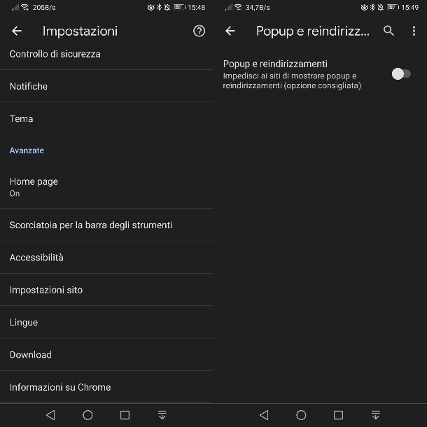 Come bloccare popup Chrome su Android