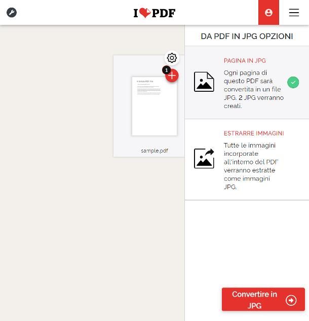 Come trasformare PDF in JPG online