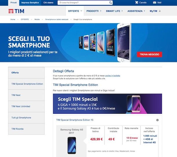 Offerte TIM con telefono