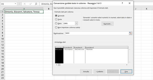 Come dividere una cella in Excel