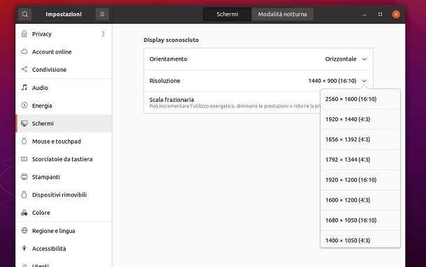 Cambiare risoluzione schermo Ubuntu