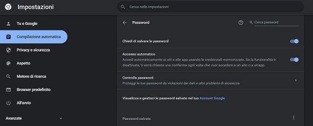 Come memorizzare password in Chrome su computer