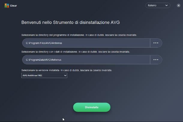 Come disinstallare avg
