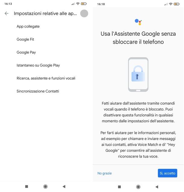 Attivare Ok Google schermo spento