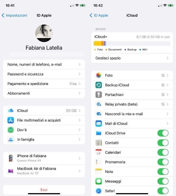 Sincronizzazione iCloud iPhone