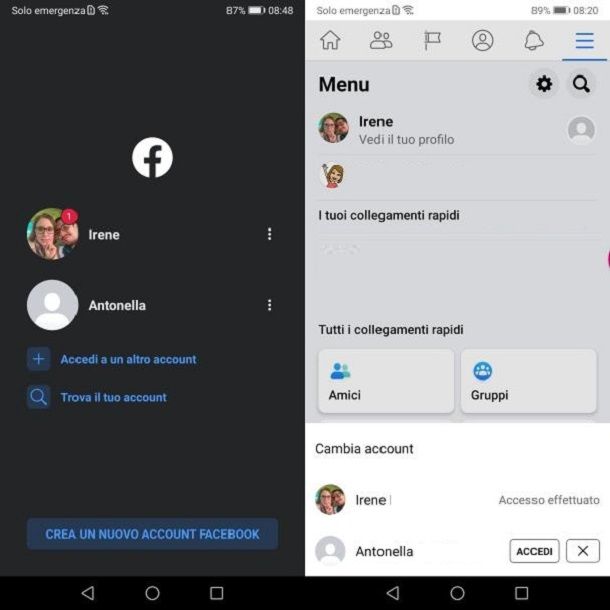 Come si fa ad accedere a Facebook con un altro account