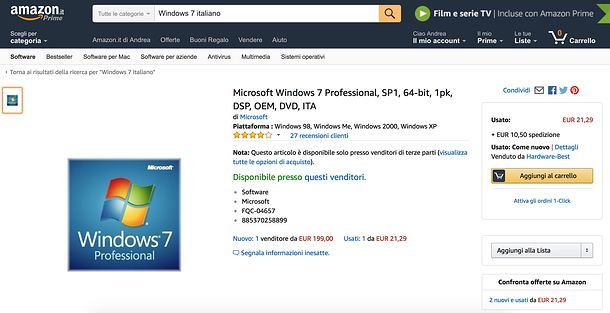 Come acquistare Windows 7