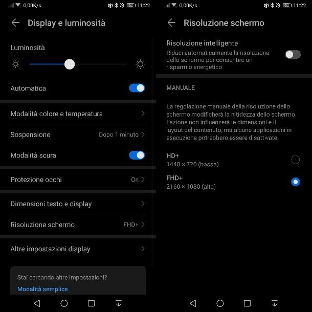 Come cambiare la risoluzione dello schermo Android