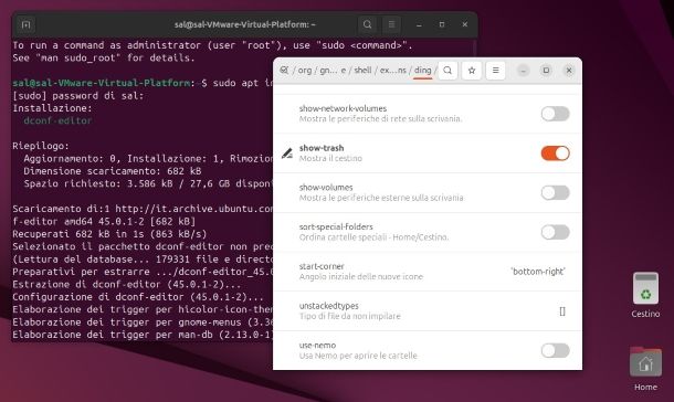 Come rimettere il Cestino sul Desktop di Linux