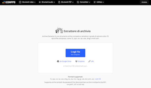 Estrattore di archivio di 123apps